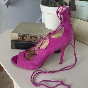 Lace up peep toe heels by Vince Camuto